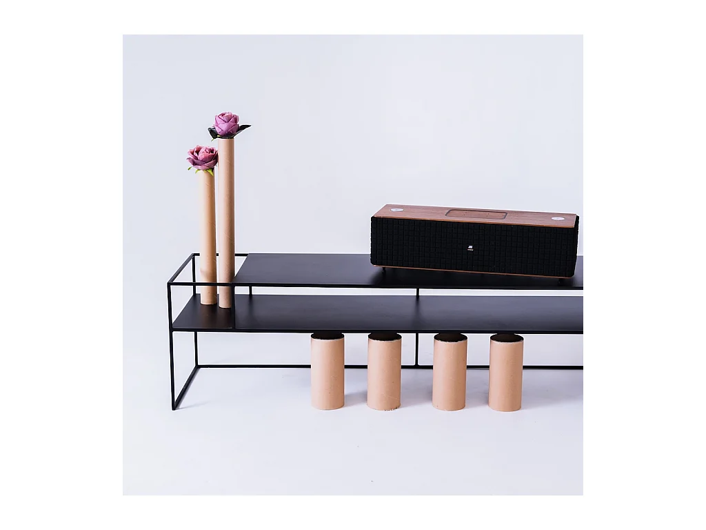 Mesa 170x45x45 cm preta senso flower em metal