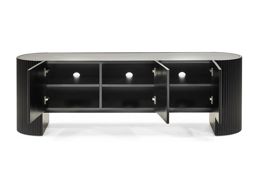 Meuble TV 60x180x45 cm noir noir