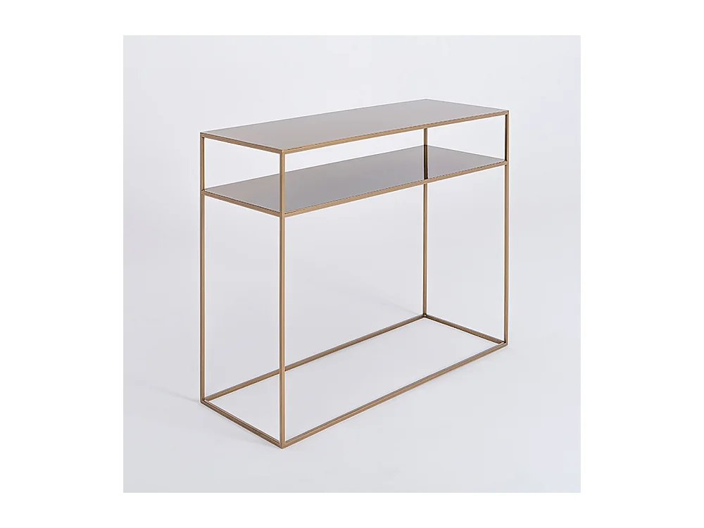 Consoletafel 35x100x75 cm goud Tensio 2 verdiepingen metaal