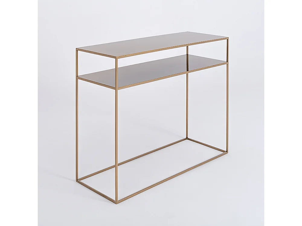 Consoletafel 35x100x75 cm goud Tensio 2 verdiepingen metaal