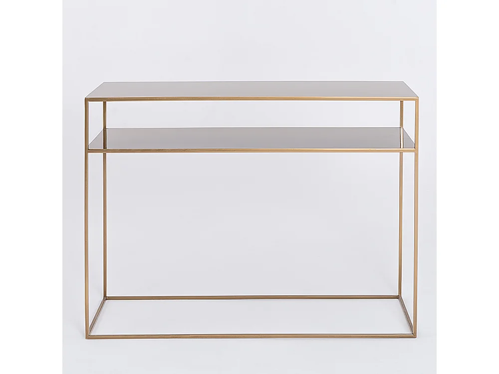 Consoletafel 35x100x75 cm goud Tensio 2 verdiepingen metaal