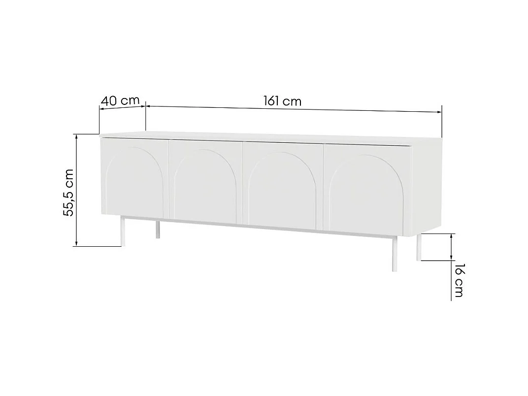 TV-Schrank 161x40x55,5 cm weiß Asthetic