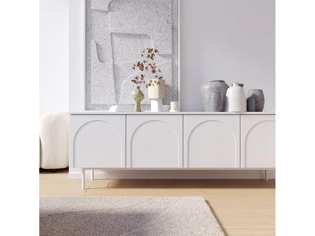 Meuble TV 161x40x55,5 cm blanc Asthetic