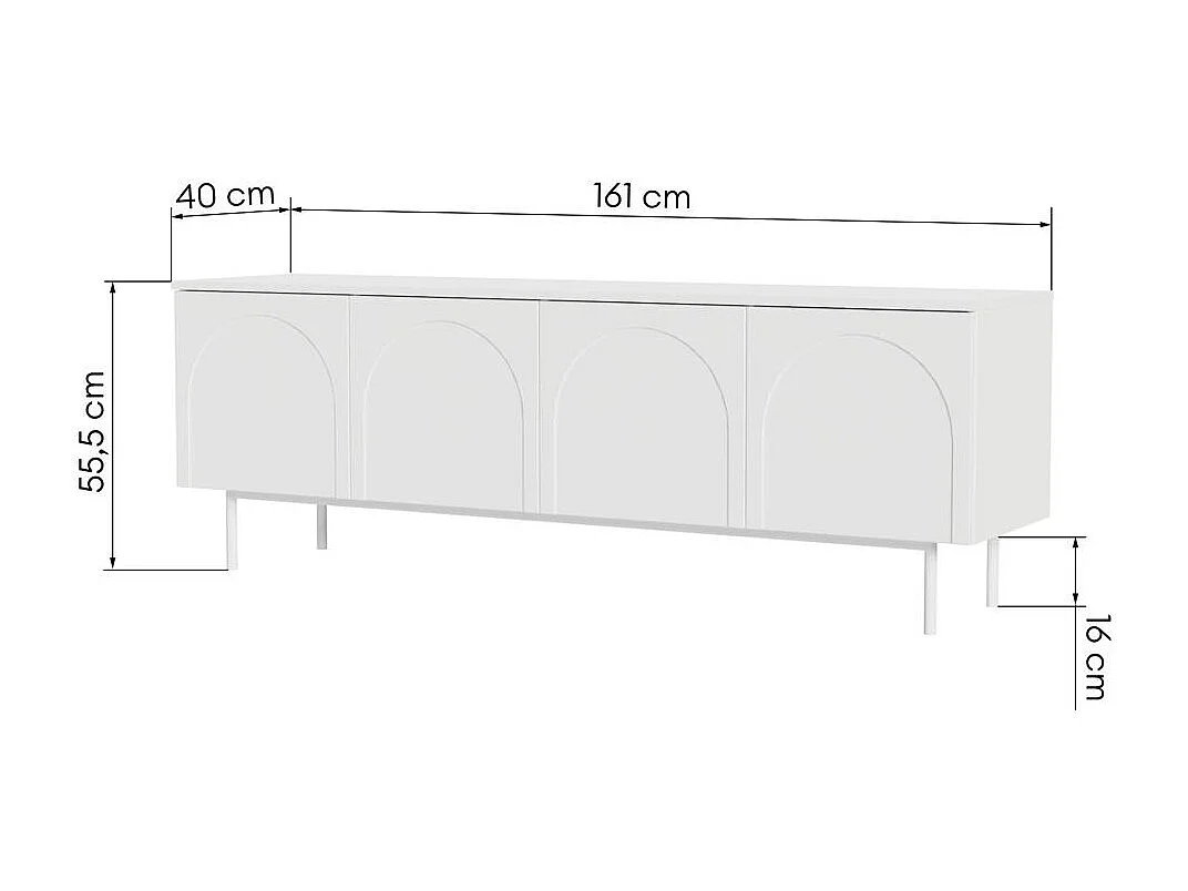 Meuble TV 161x40x55,5 cm blanc Asthetic