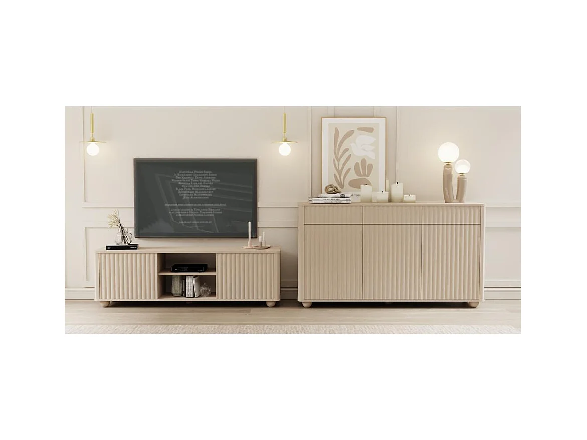 Meuble TV 49x160x38 cm beige Rayon