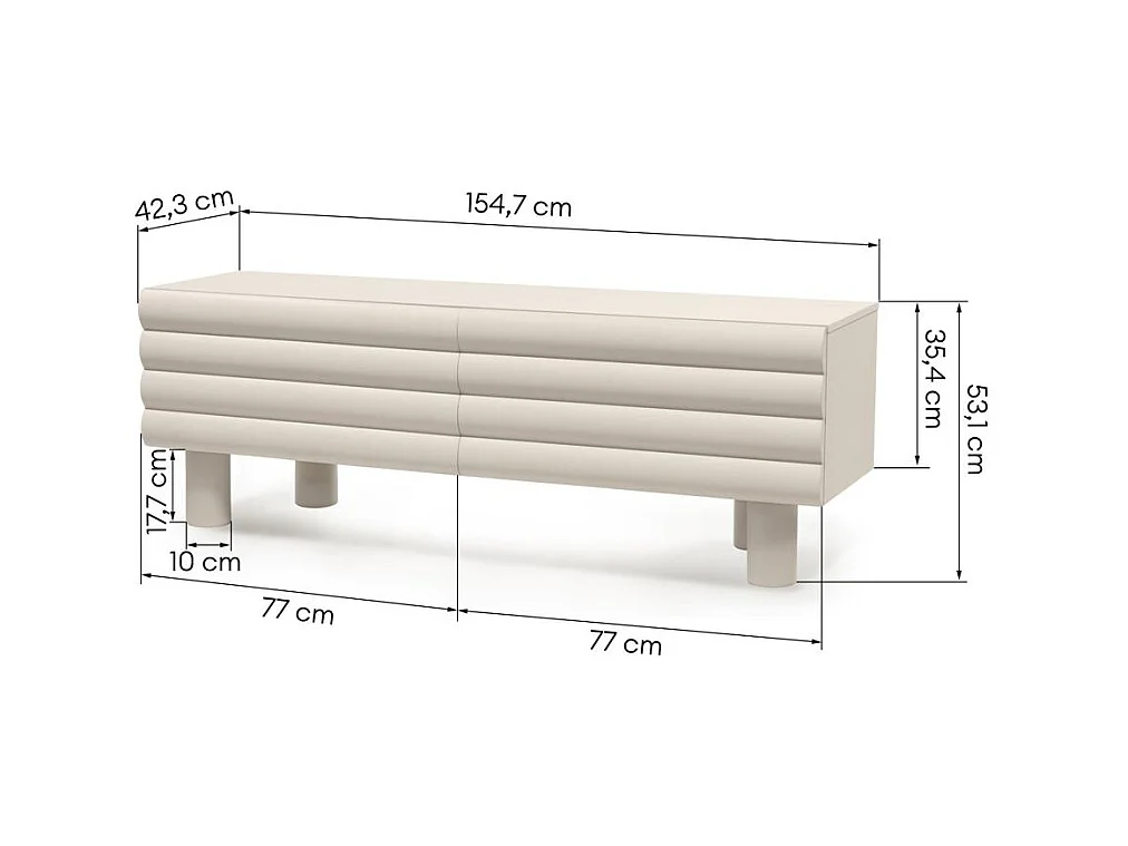 Meuble TV 53,1x154,7x42,3 cm beige LUEL
