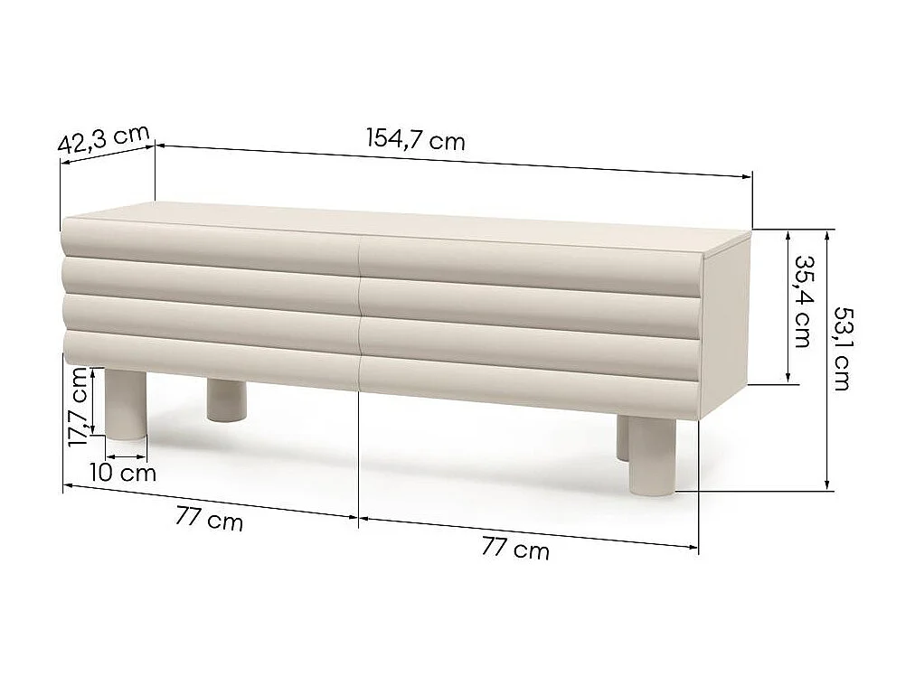 Mobile TV 53,1x154,7x42,3 cm beige LUEL