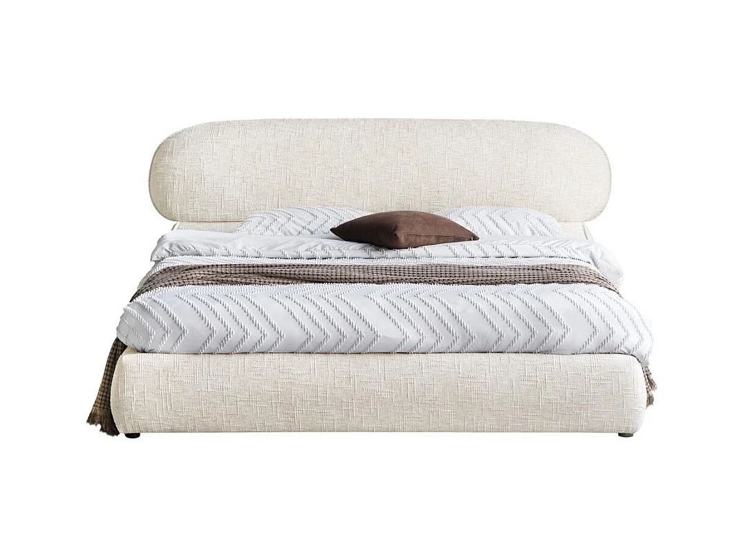 Cama tapizada 160x200 cm Beige claro avión