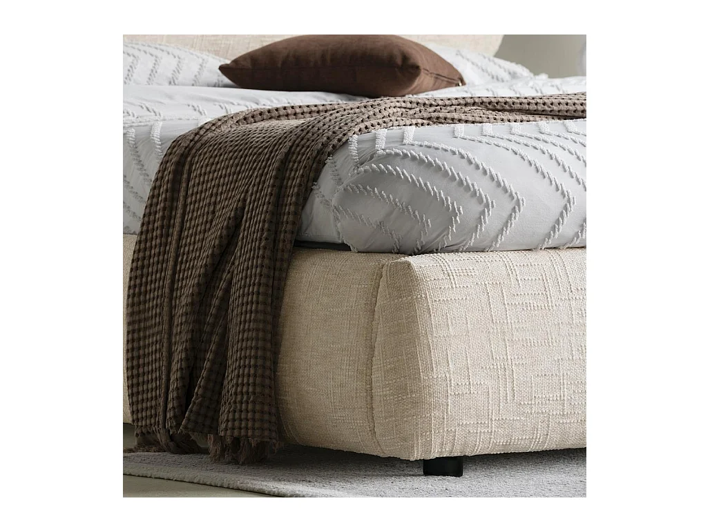 Cama tapizada 160x200 cm Beige claro avión