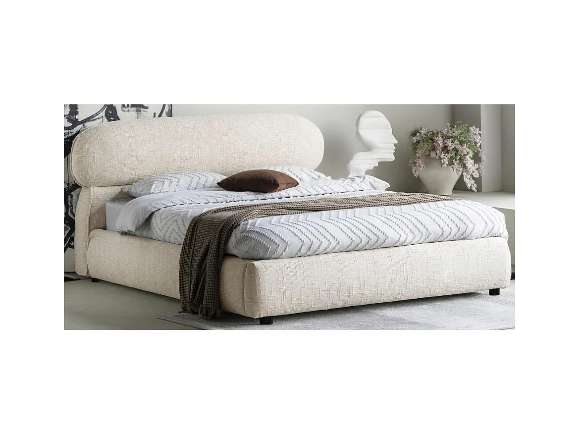 Cama tapizada 160x200 cm Beige claro avión