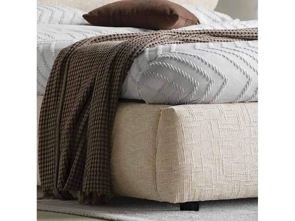 Lit rembourré 160x200 cm Beige clair avion