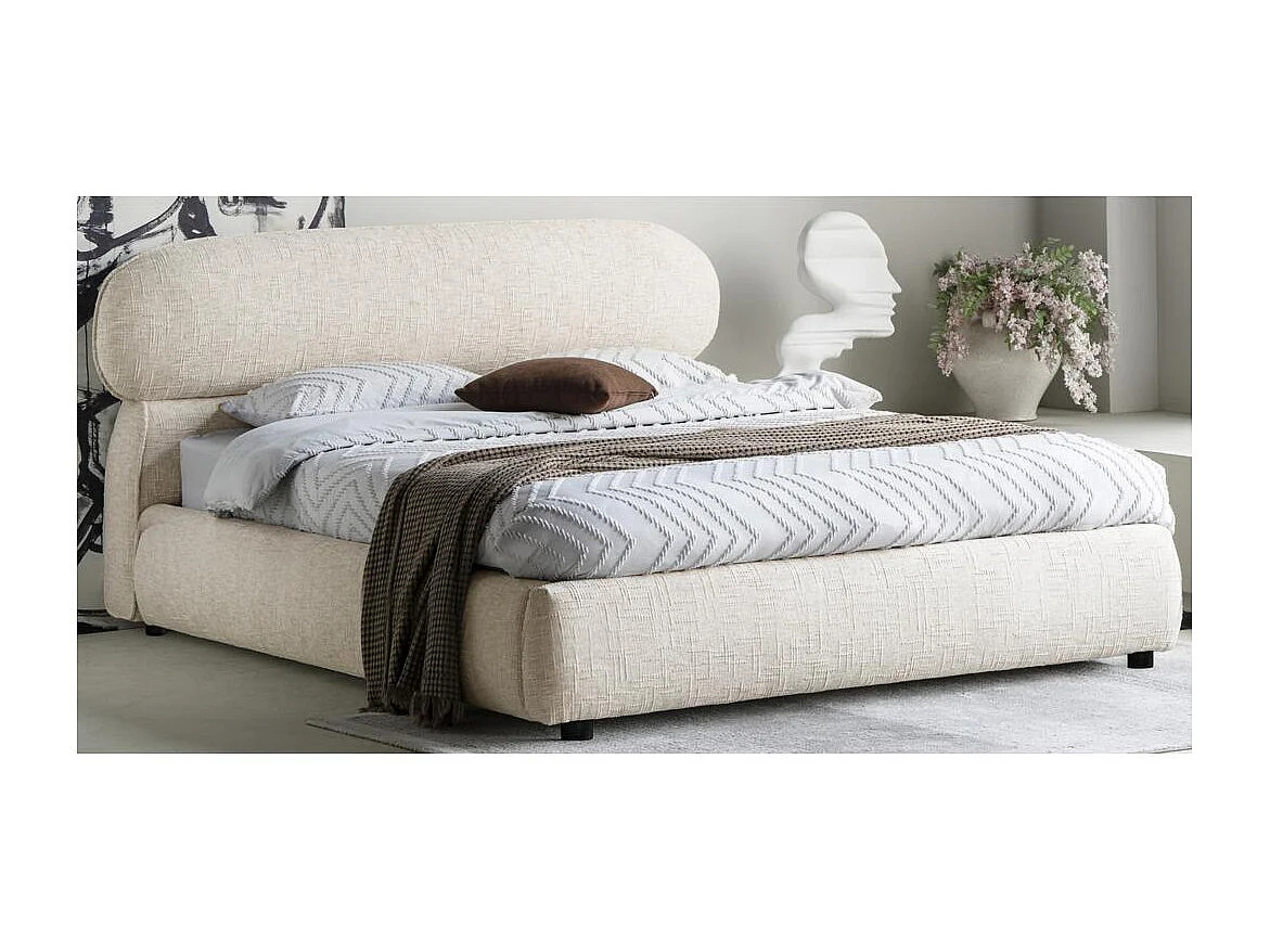 Lit rembourré 160x200 cm Beige clair avion