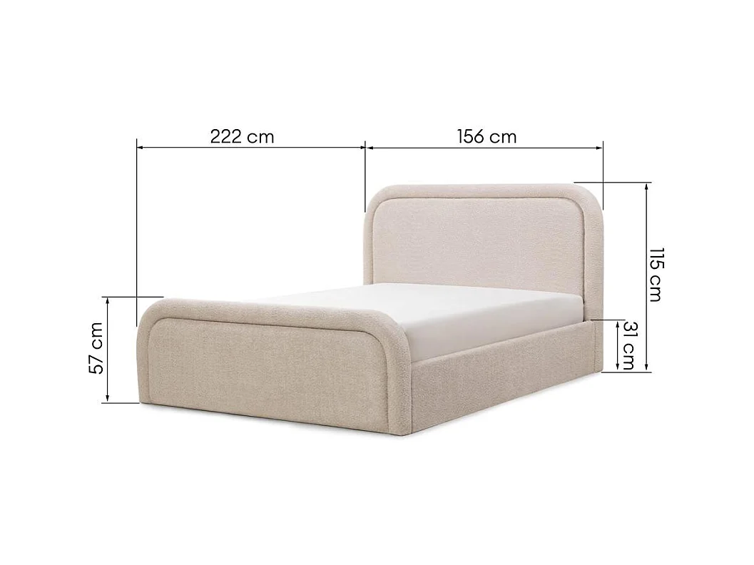 Gestoffeerd bed 140x200 cm beige Lorenz