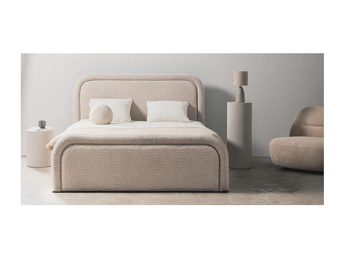 Lit rembourré 140x200 cm beige Lorenz