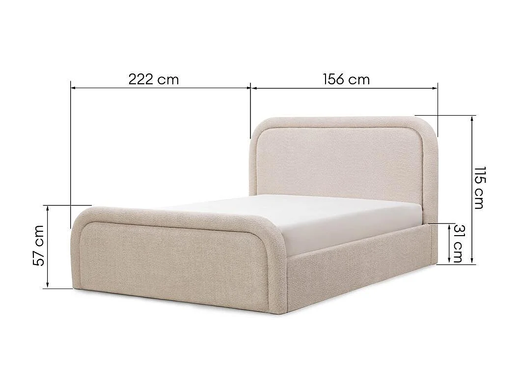 Lit rembourré 140x200 cm beige Lorenz