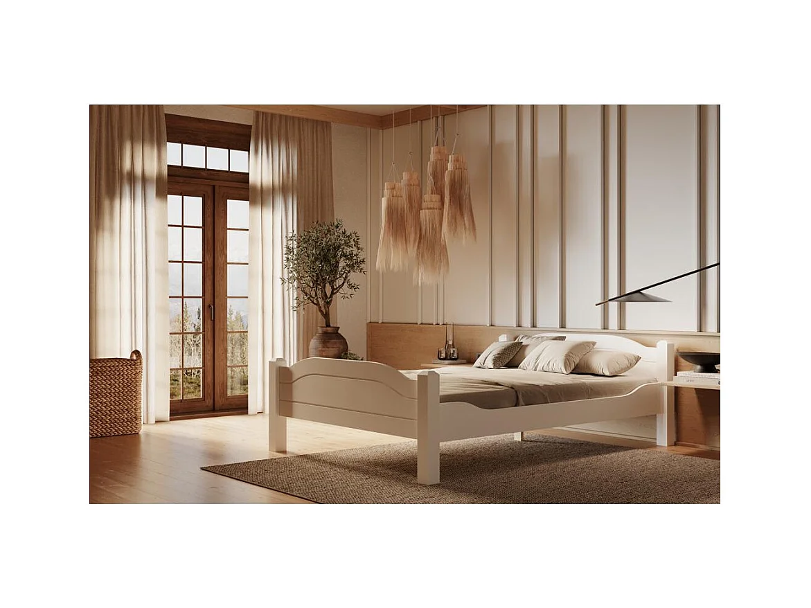 Łóżko 212x150x68 cm sosna biała LIVA WHITE 140