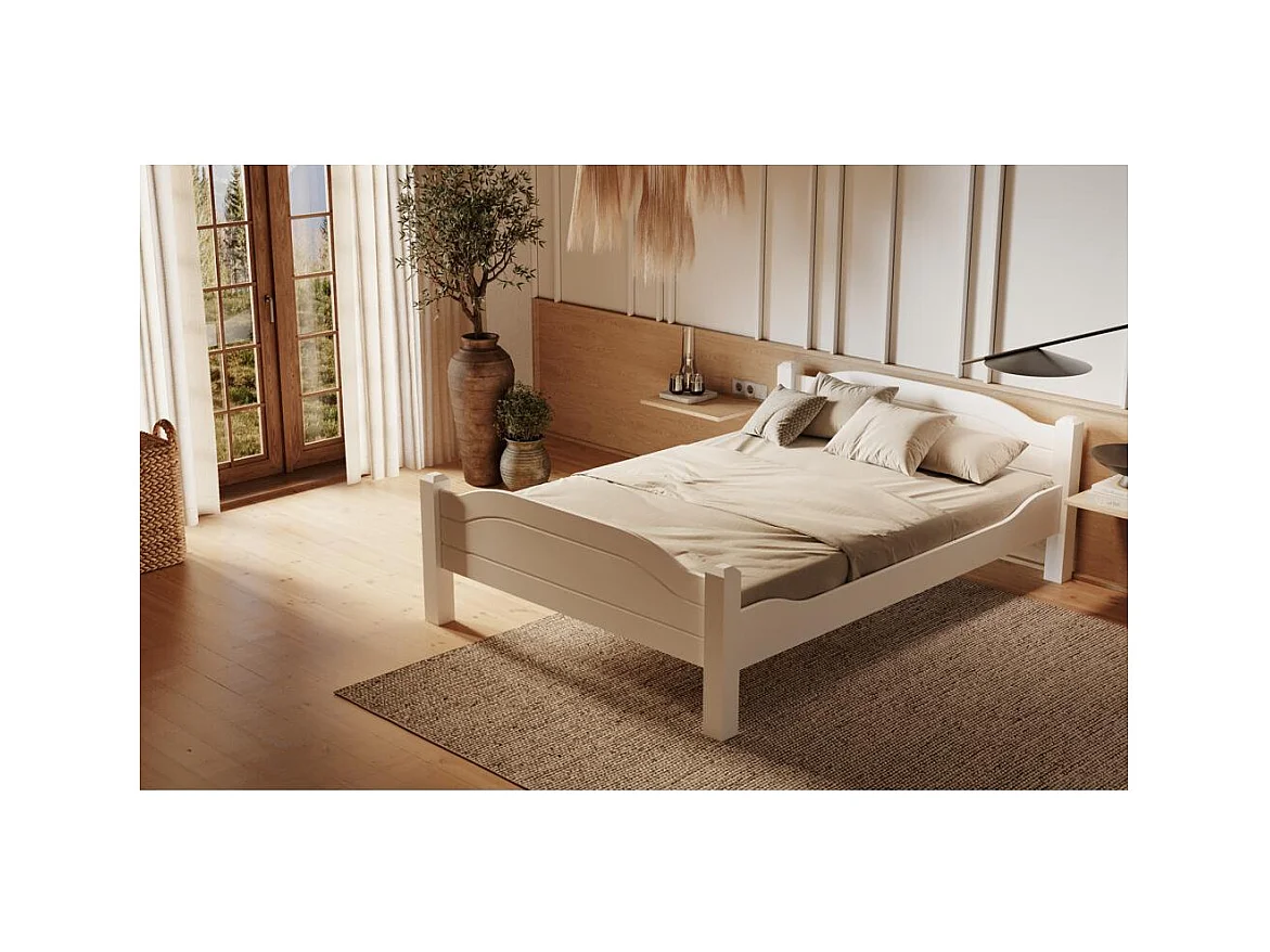 Łóżko 212x150x68 cm sosna biała LIVA WHITE 140