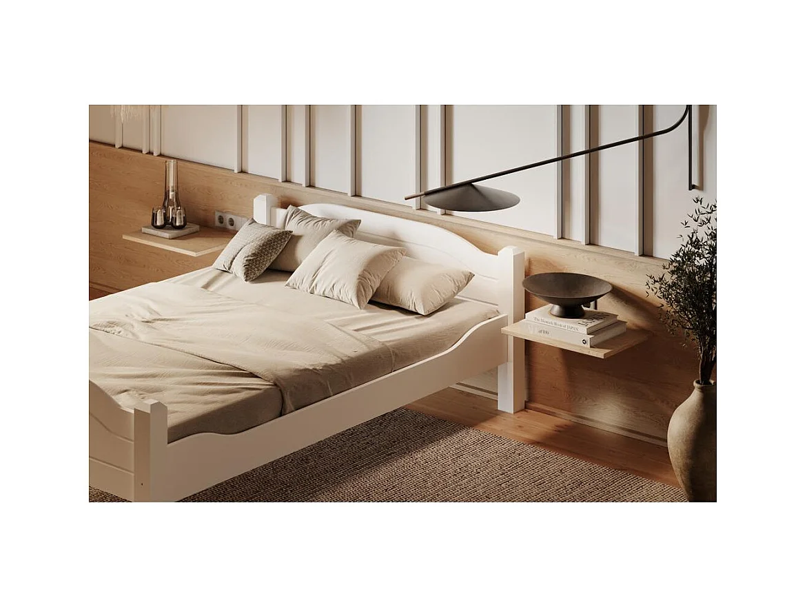 Łóżko 212x150x68 cm sosna biała LIVA WHITE 140