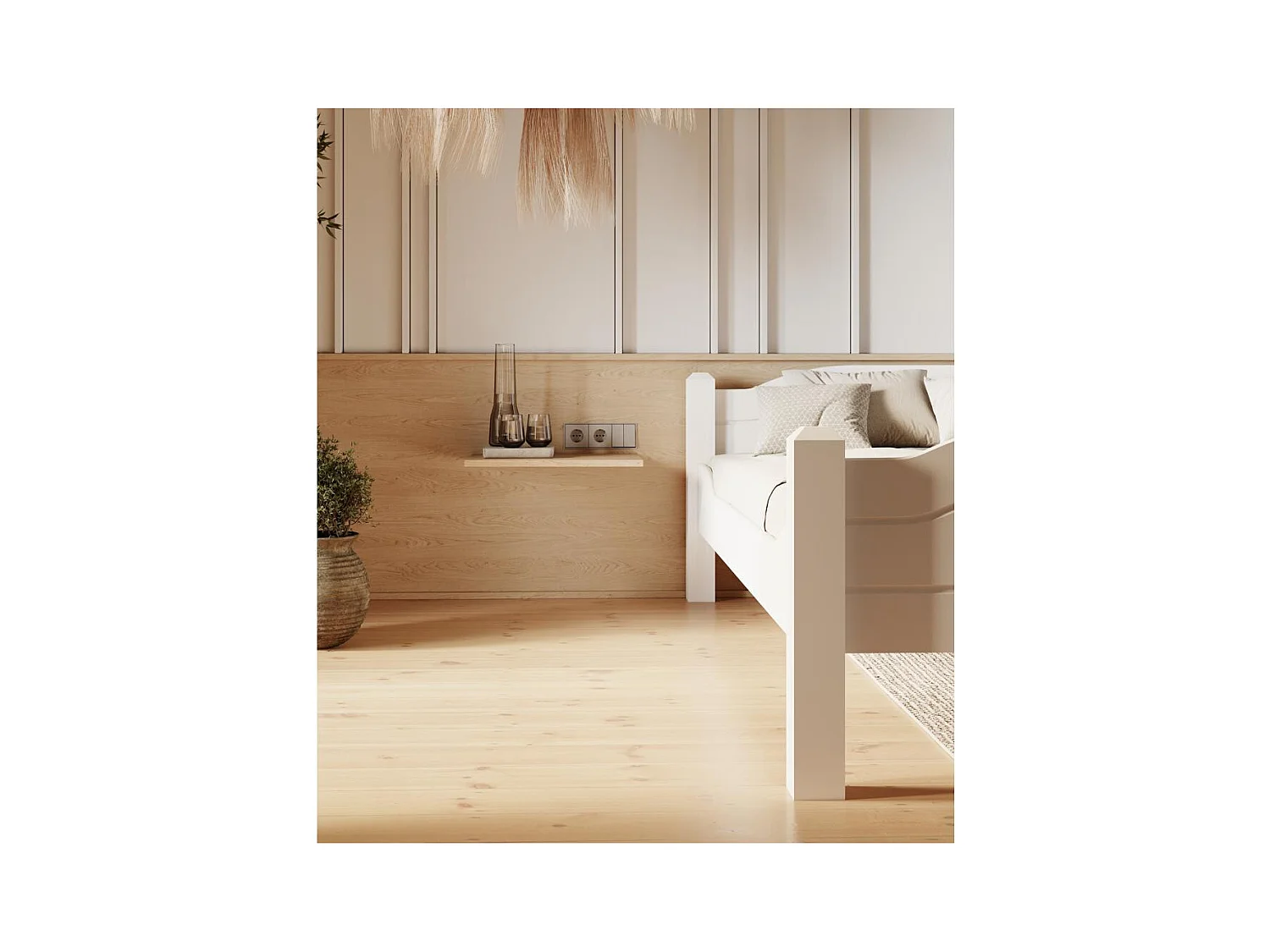 Łóżko 212x150x68 cm sosna biała LIVA WHITE 140