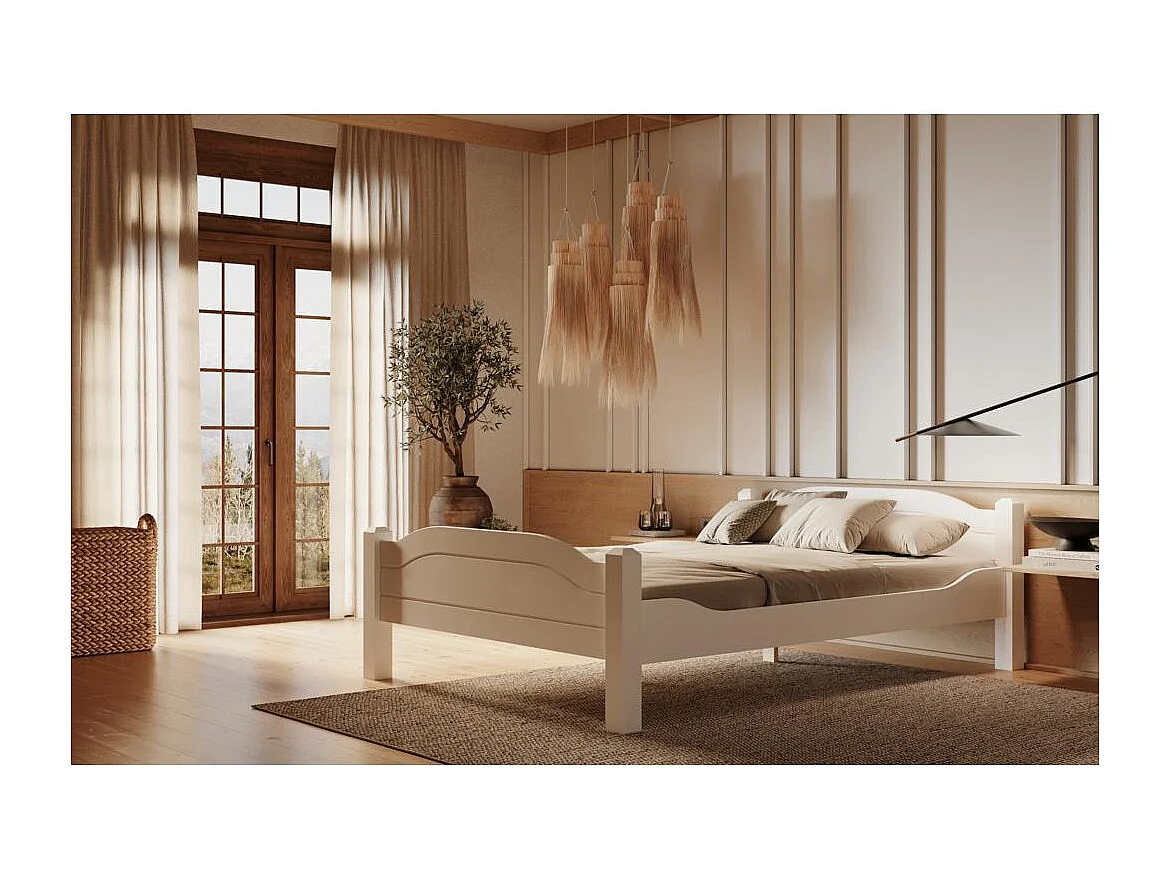 Łóżko 212x150x68 cm sosna biała LIVA WHITE 140