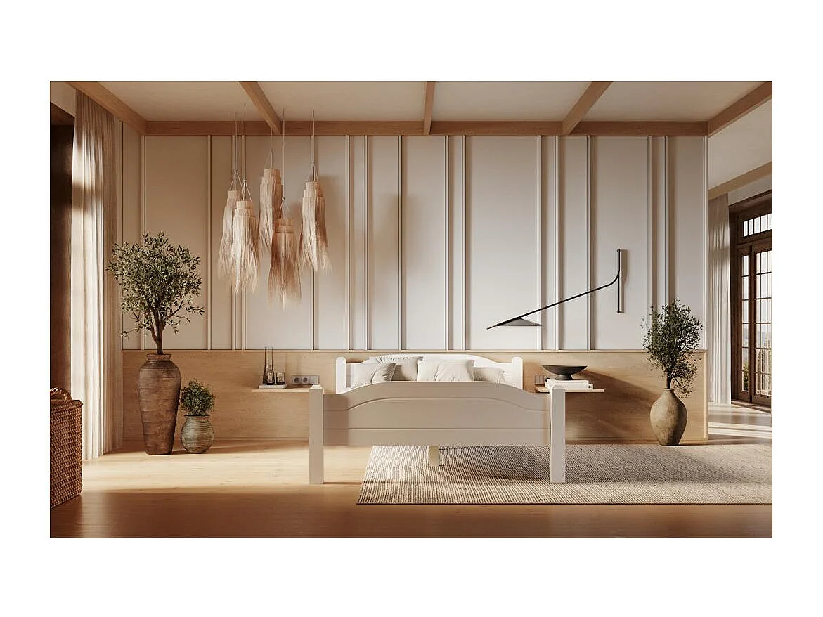 Łóżko 212x150x68 cm sosna biała LIVA WHITE 140