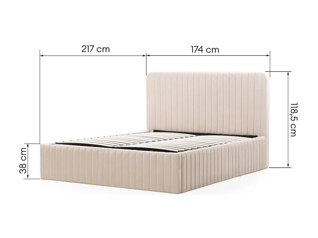 Cama estofada 160x200 cm bege Andre