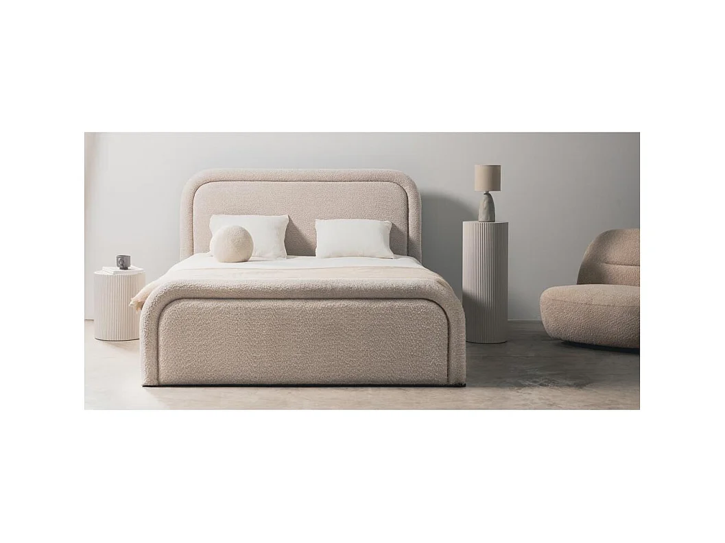 Lit tapissé 160x200 cm beige Lorenz