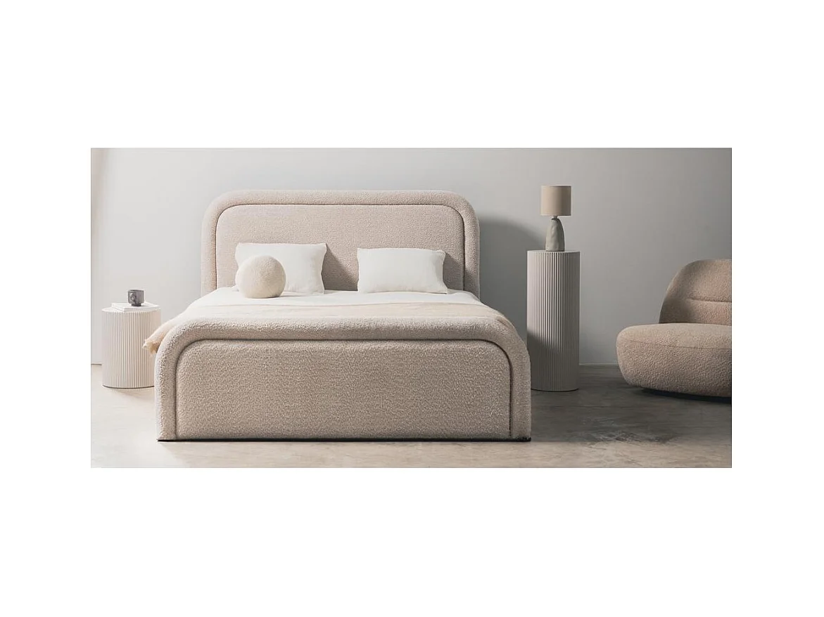 Lit tapissé 160x200 cm beige Lorenz