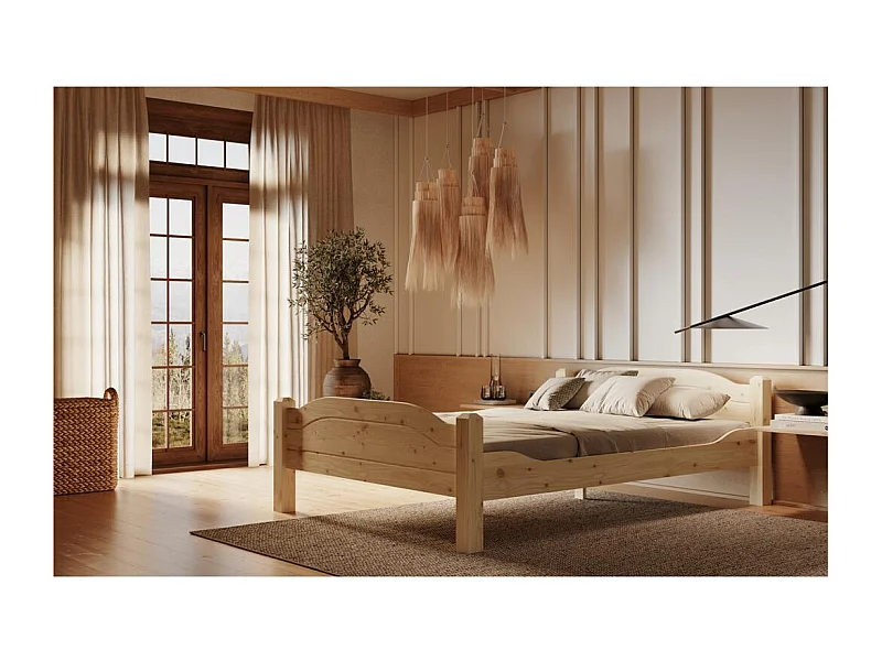 Łóżko 2,12x1,5x0,68 m lakierowana sosna LIVA 140