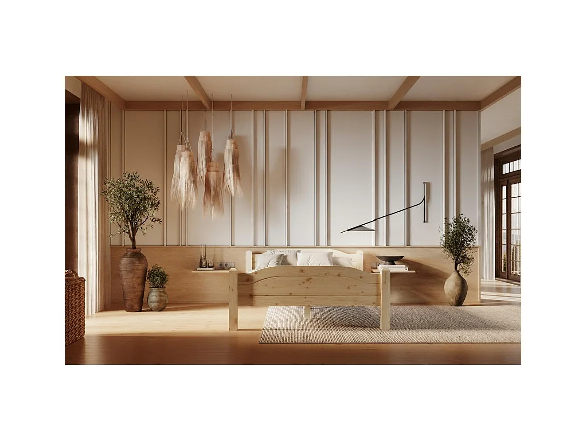 Łóżko 2,12x1,5x0,68 m lakierowana sosna LIVA 140