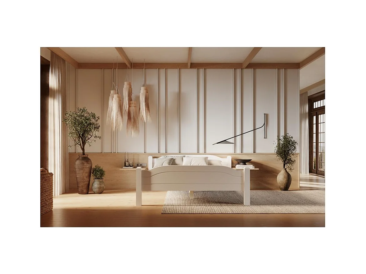 Bett 212x170x68 cm Kiefernholz weiß LIVA WHITE 160