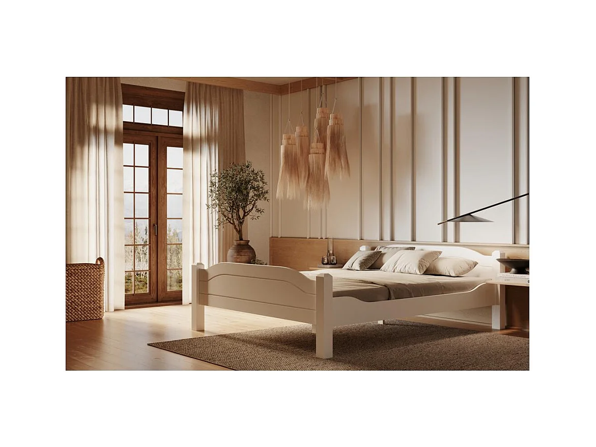 Bett 212x170x68 cm Kiefernholz weiß LIVA WHITE 160