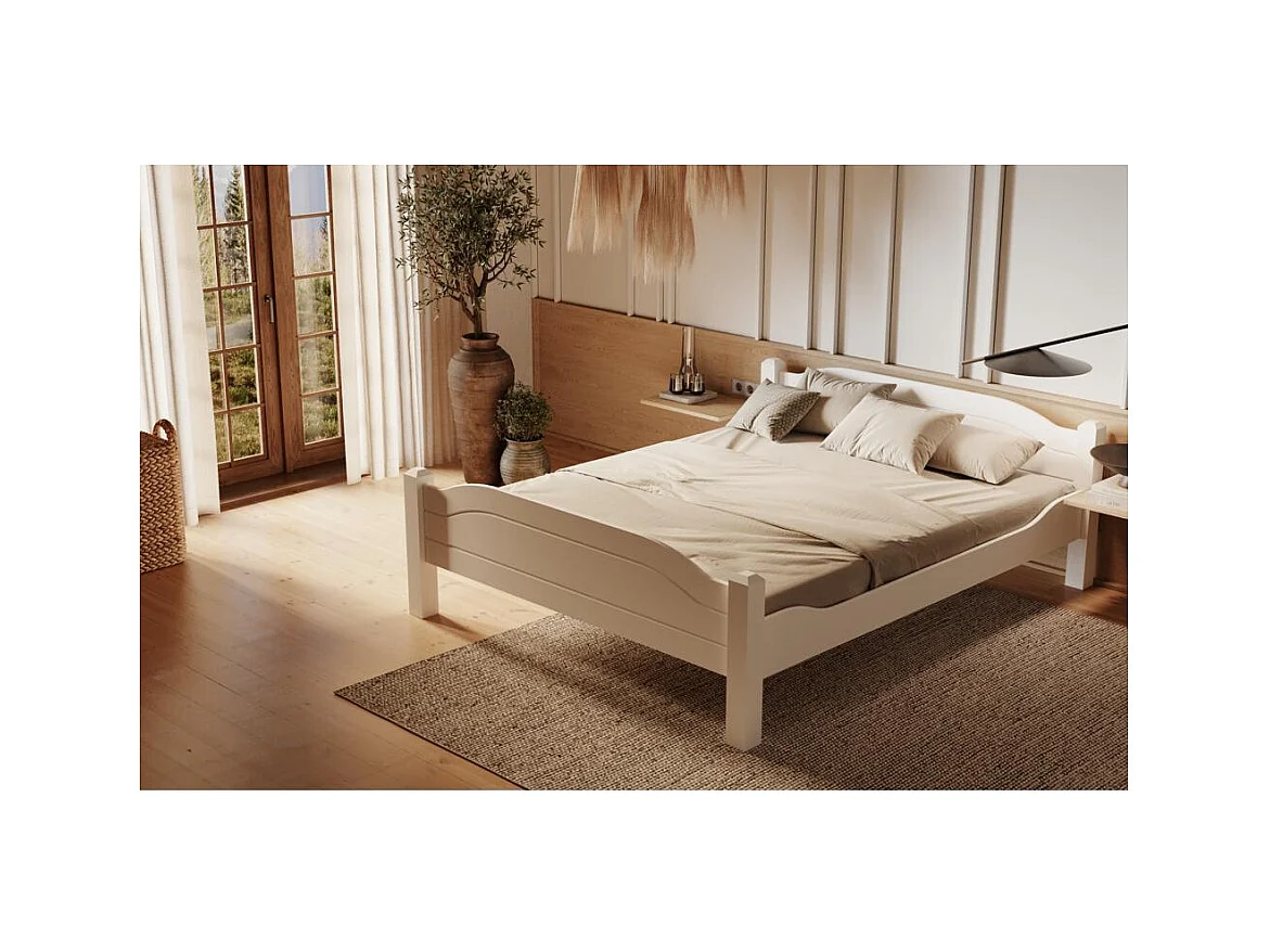 Bett 212x170x68 cm Kiefernholz weiß LIVA WHITE 160