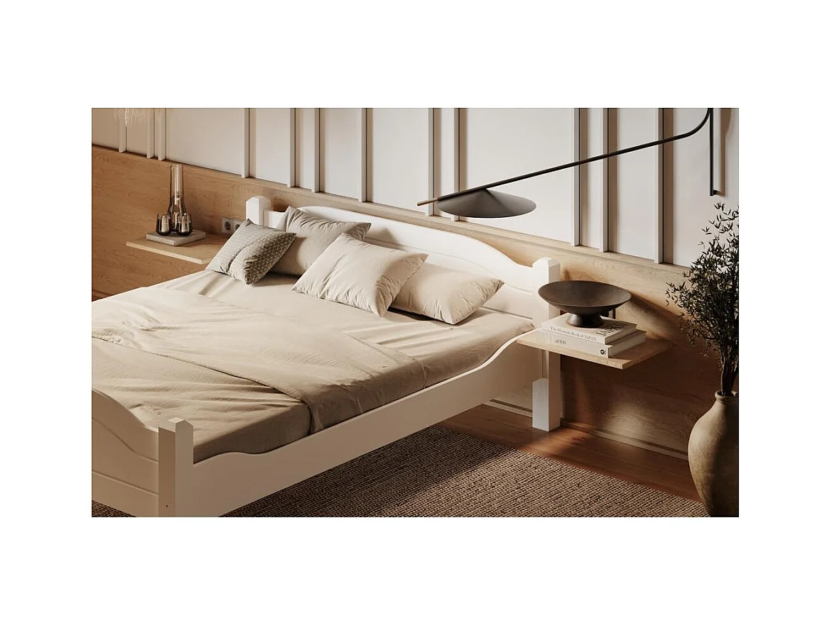 Bett 212x170x68 cm Kiefernholz weiß LIVA WHITE 160