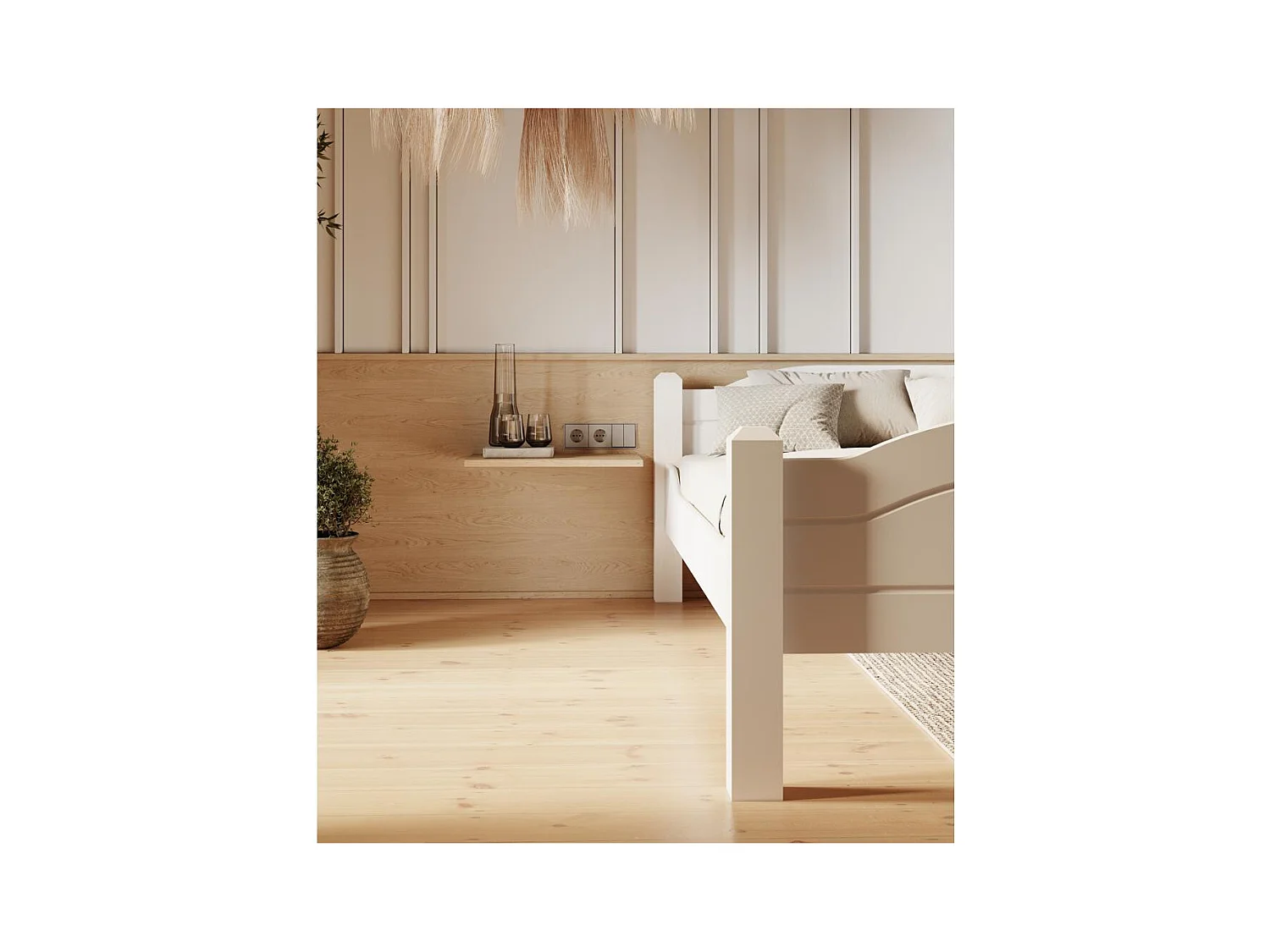 Bett 212x170x68 cm Kiefernholz weiß LIVA WHITE 160