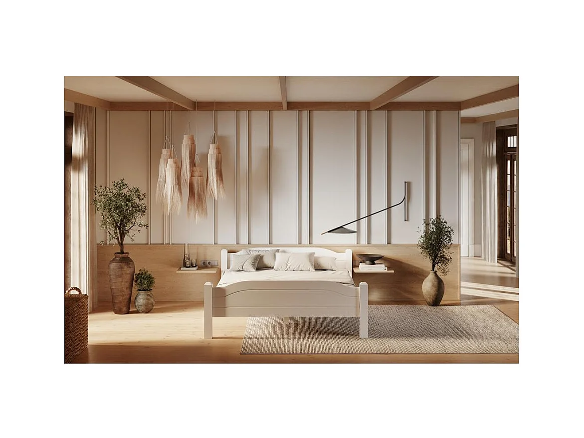 Bett 212x170x68 cm Kiefernholz weiß LIVA WHITE 160