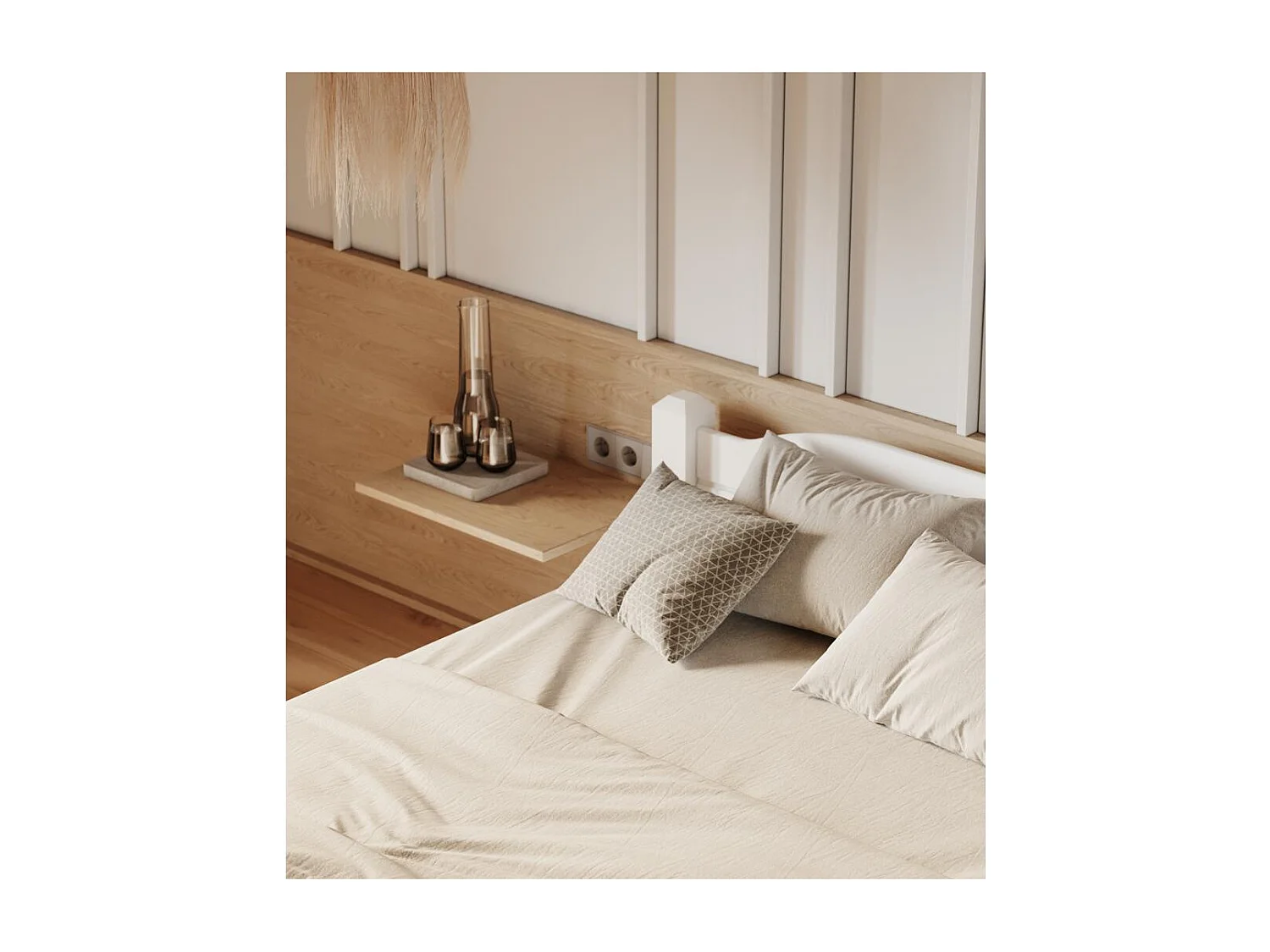 Bett 212x170x68 cm Kiefernholz weiß LIVA WHITE 160