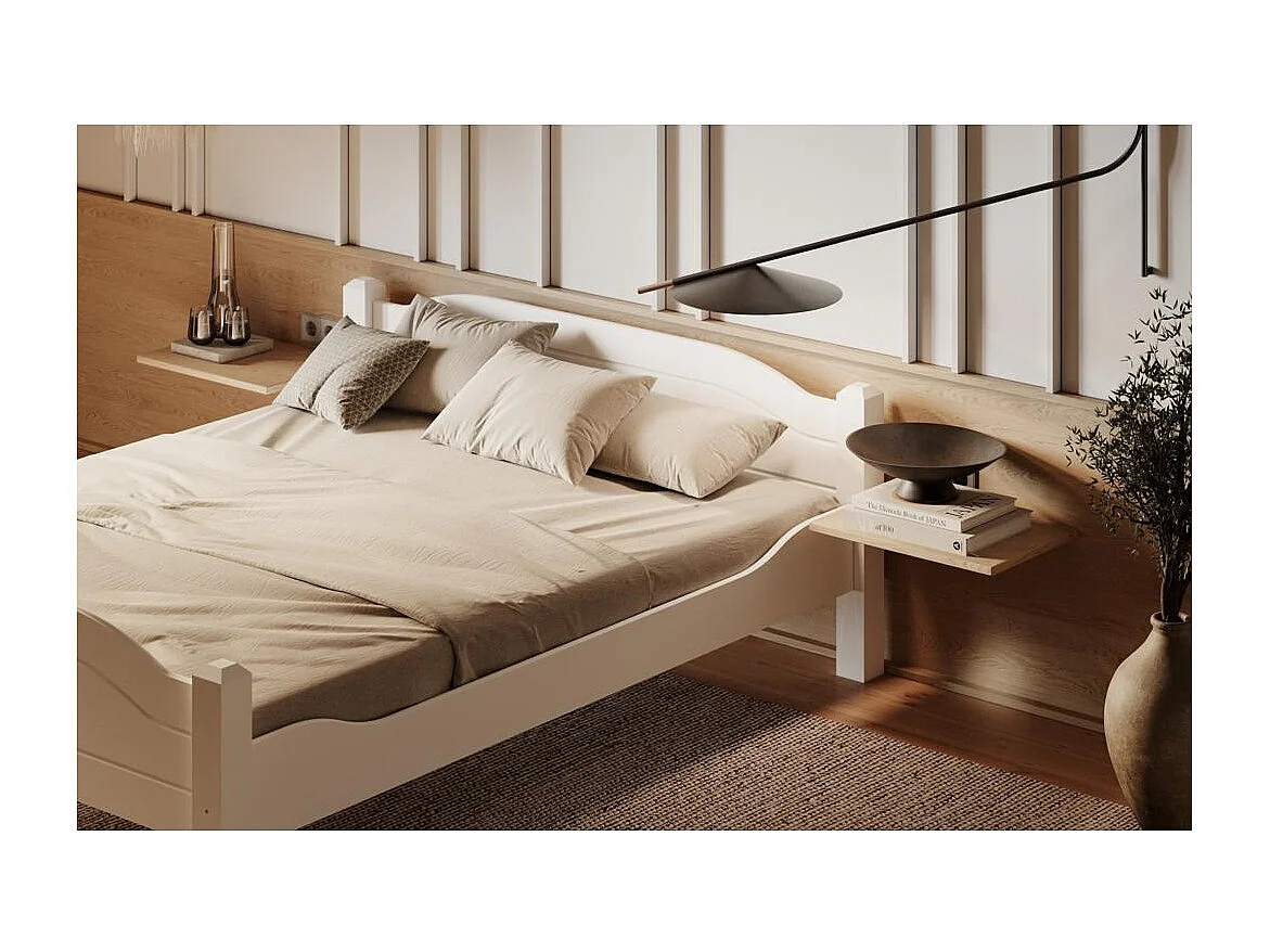 Bett 212x170x68 cm Kiefernholz weiß LIVA WHITE 160