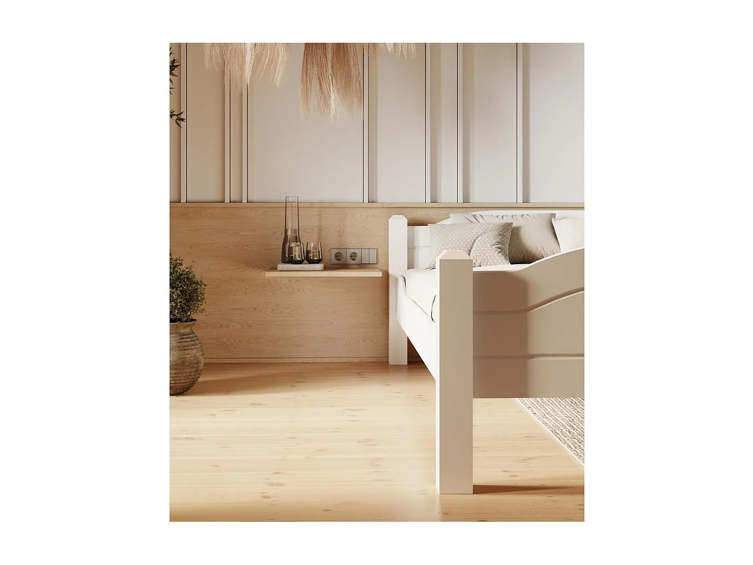 Bett 212x170x68 cm Kiefernholz weiß LIVA WHITE 160