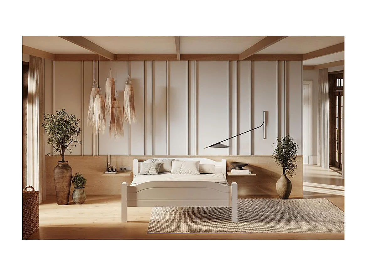 Bett 212x170x68 cm Kiefernholz weiß LIVA WHITE 160