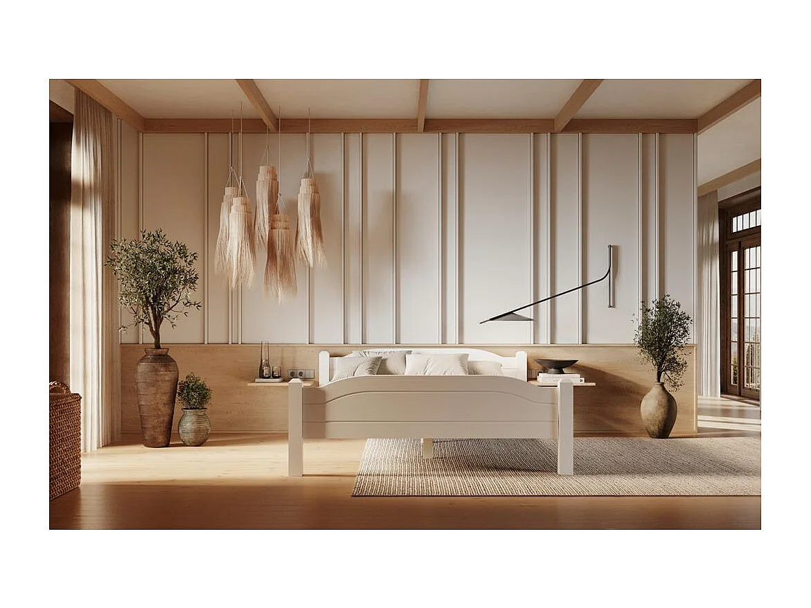 Bett 212x170x68 cm Kiefernholz weiß LIVA WHITE 160