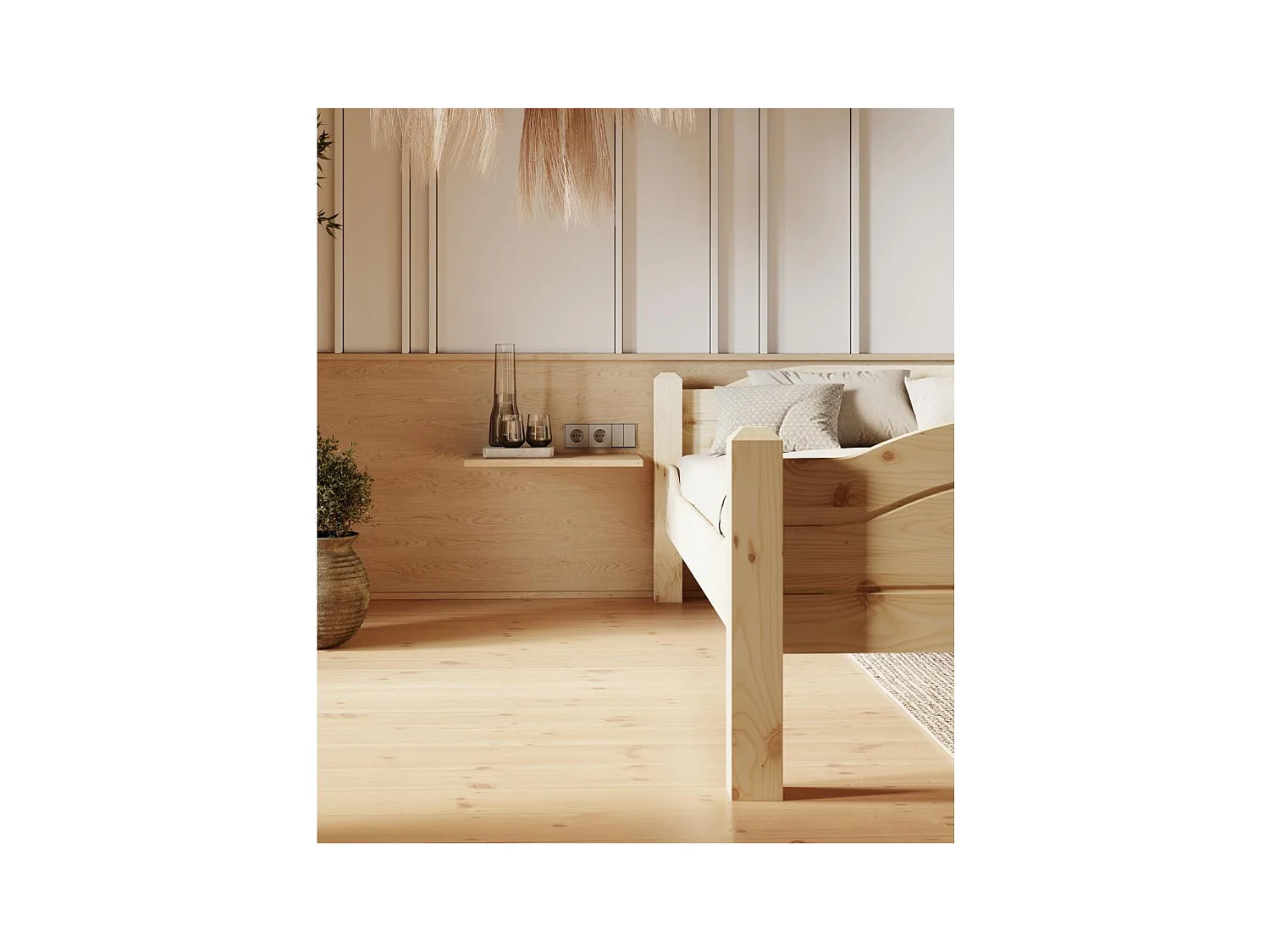 Bett 212x190x68 cm lackierte Kiefer LIVA 180