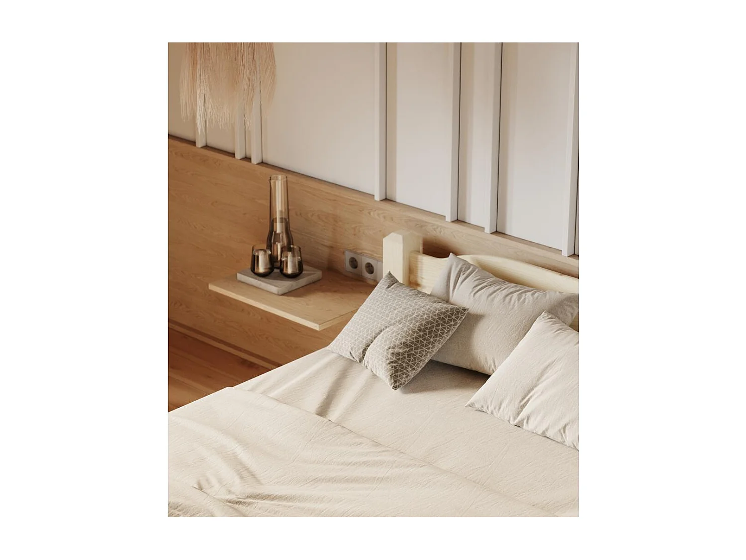 Bett 212x190x68 cm lackierte Kiefer LIVA 180