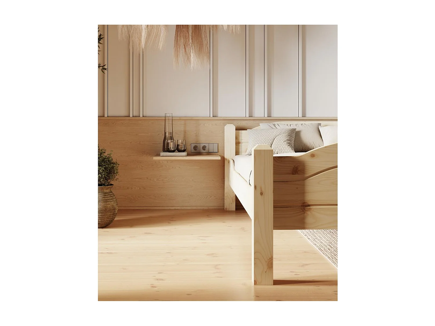 Bett 212x190x68 cm lackierte Kiefer LIVA 180