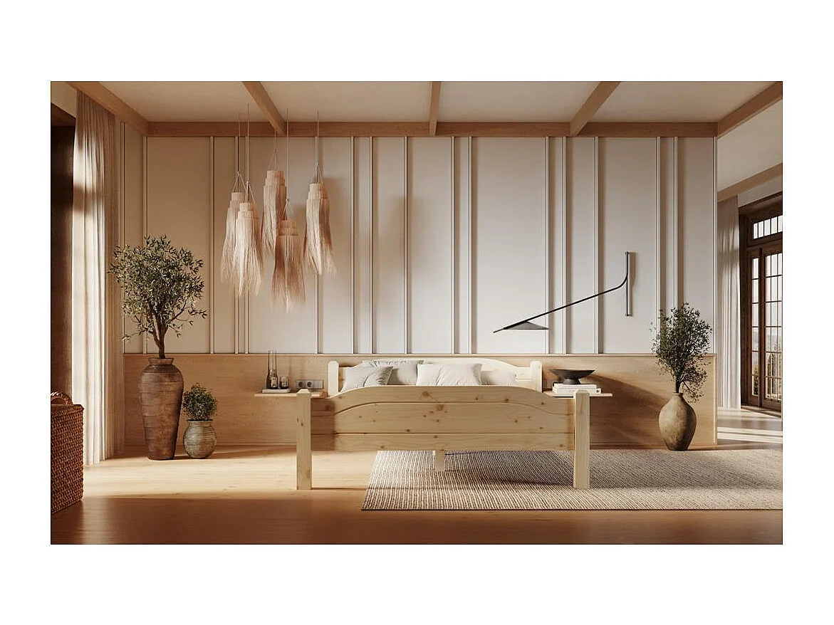 Bett 212x190x68 cm lackierte Kiefer LIVA 180