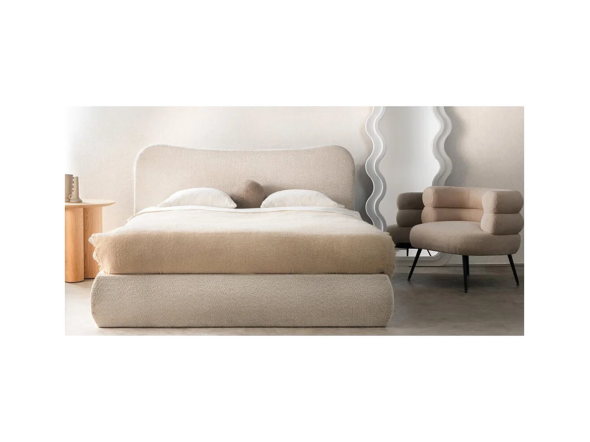 Cama tapizada 160x200 cm beige Dominique