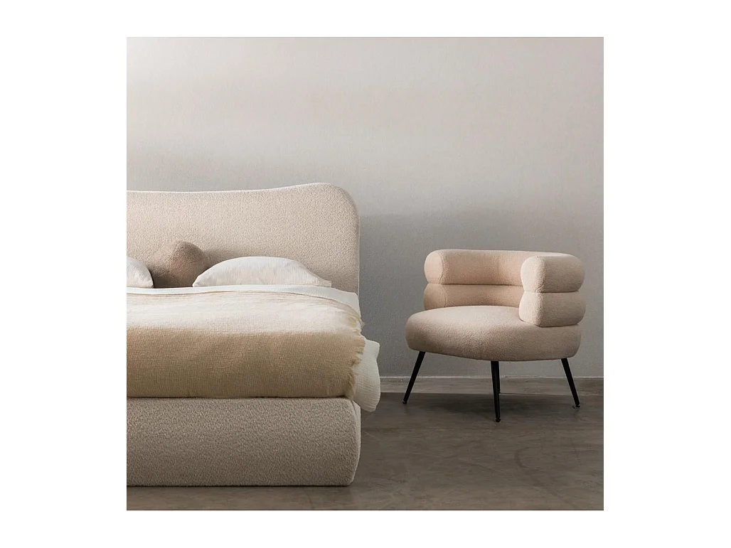 Cama tapizada 160x200 cm beige Dominique