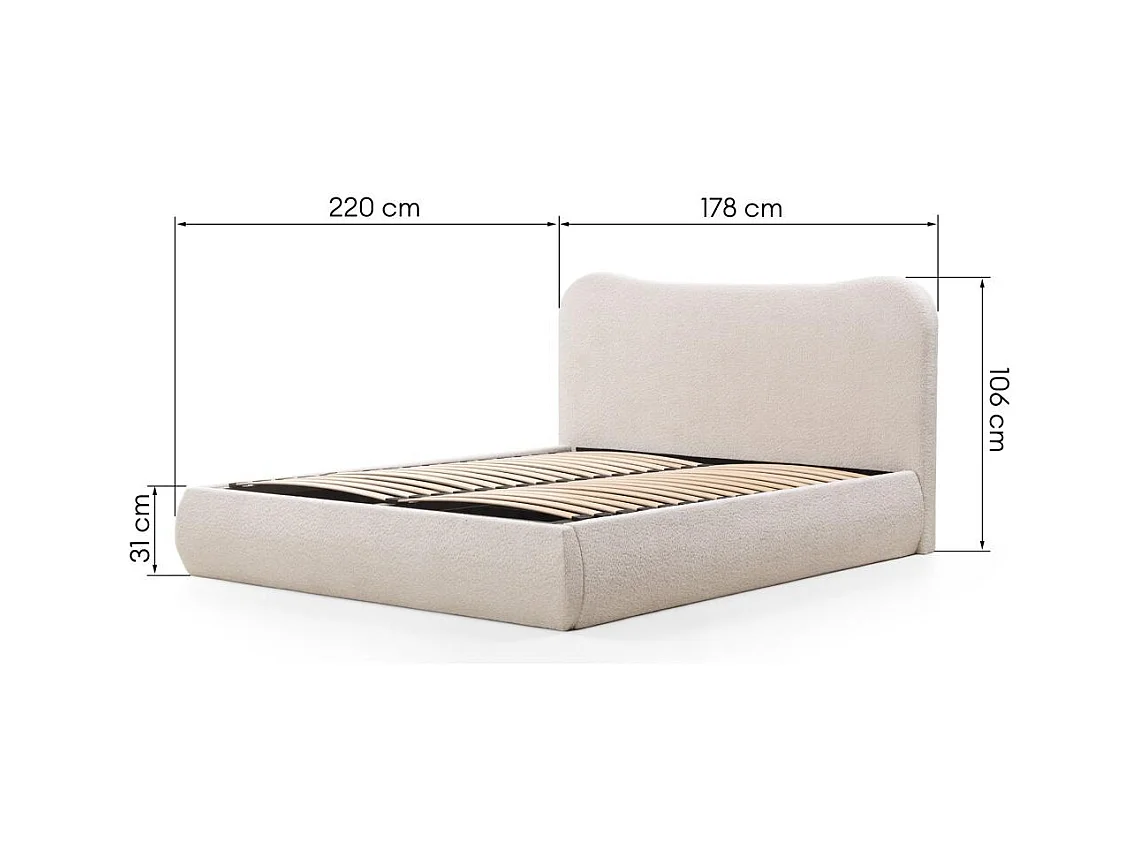 Cama tapizada 160x200 cm beige Dominique