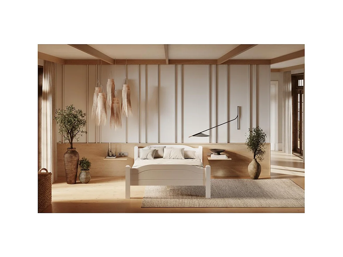 Cama 2,12x1x0,68 m pinho branco LIVA WHITE 90