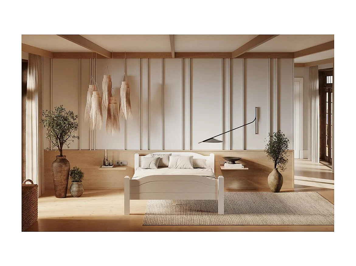 Łóżko 2,12x1x0,68 m biały sosna LIVA WHITE 90